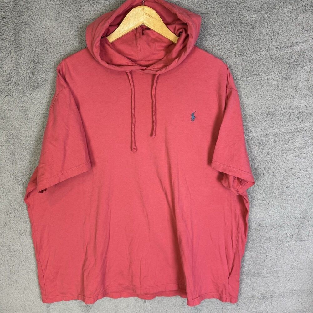 S Polo Ralph Lauren Shirt Mens 2XB Pink Hoodie Tee Short Sleeve Cotton Pony‎